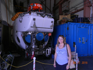 Alvin the deep sea submersible in dry dock.
