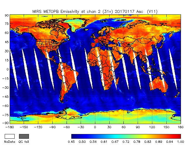 31v Emissivities from METOP-B, Ascending Orbit