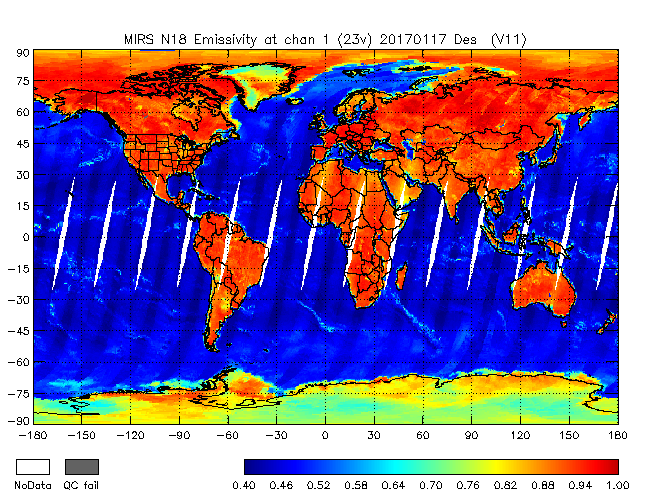 23v Emissivities from NOAA-18, Descending Orbit