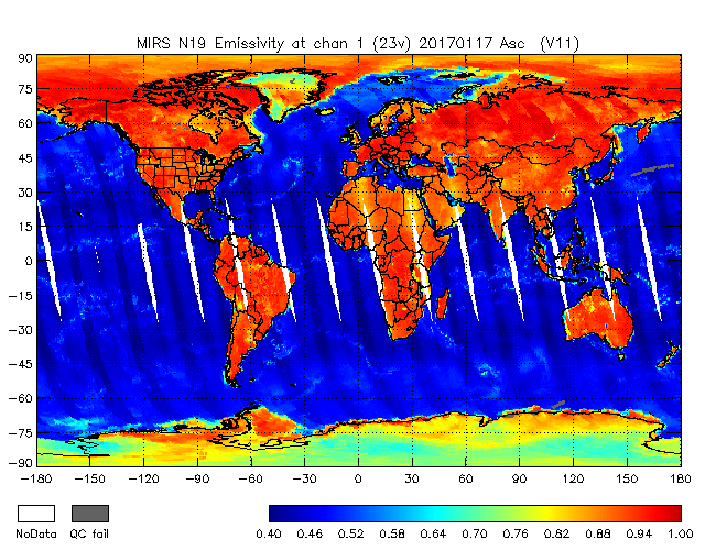 23v Emissivities from NOAA-19, Ascending Orbit