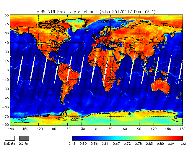 31v Emissivities from NOAA-19, Descending Orbit