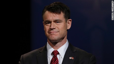 Republican Todd Young participates in debate for Indiana&#39;s open U.S. Senate seat in Indianapolis, Tuesday, Oct. 18, 2016.  