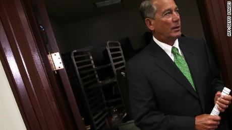 WASHINGTON, DC - JANUARY 07: Speaker of the House John Boehner (R-OH) arrives to take questions before a press conference at the U.S. Capitol January 7, 2015 in Washington, DC. Boehner discussed priorities of the new U.S. Congress, and the recent attack in Paris during his remarks.