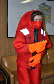 Trying on my survival (gumby) suit