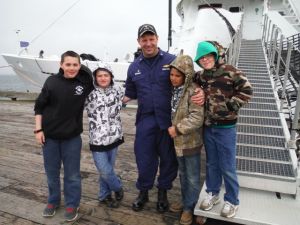 Cdr Rick Brennan and some of the hydrographers of the future in Cold Bay, Alaska