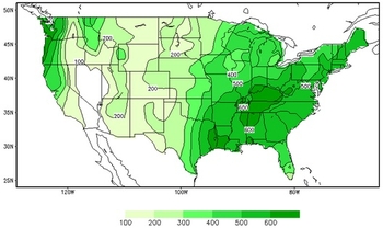 map of US shows soil moisture levels