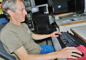  NOAA physical scientist Kurt Brown joins Rainier in surveying the sea floor of Chatham Strait