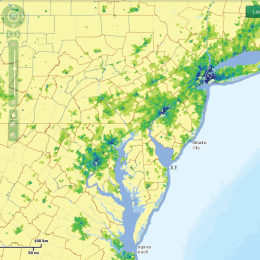 This thematic map viewer visualizes 34 demographic variables by census tract within a larger metropolitan and micropolitan statistical area framework.