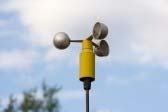 An anemometer, which measures wind speed