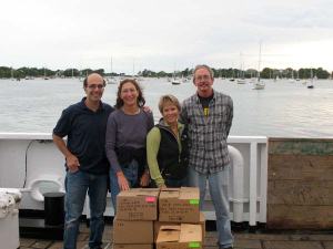 Jerry Prezioso, Amy Pearson, Kim Pratt, Joe Kane with 1 weeks worth of plankton samples collected during the southern leg of Ecosystem Cruise 