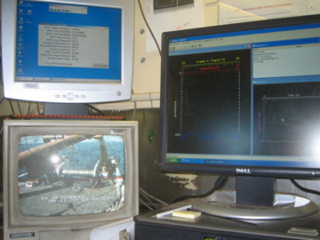 Computers and cameras recording information from the CTD