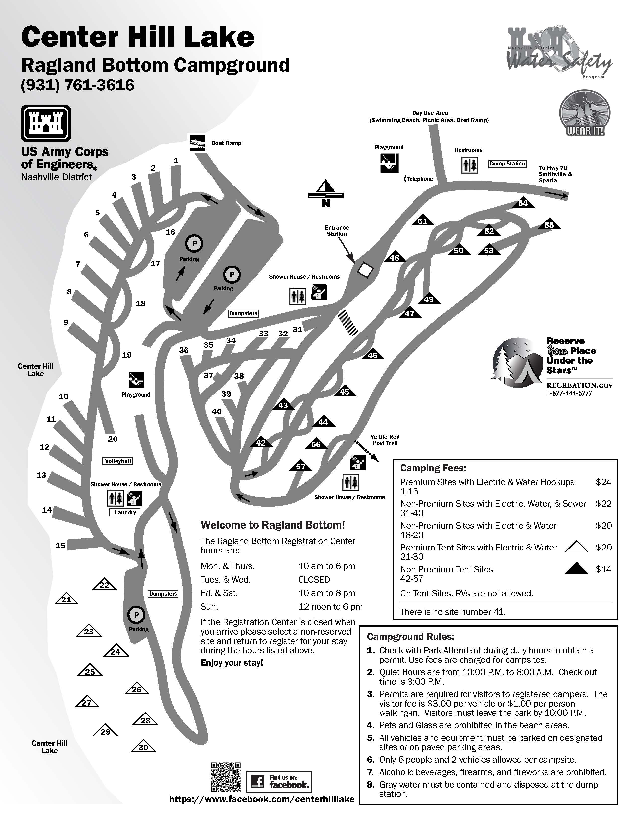 Center Hill Lake's Ragland Bottom Campground Map 