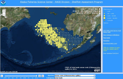 Photo of Eastern Bering Sea Crab Survey 
			Map. Click image to link to map.