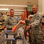 Service members shopping at commissary