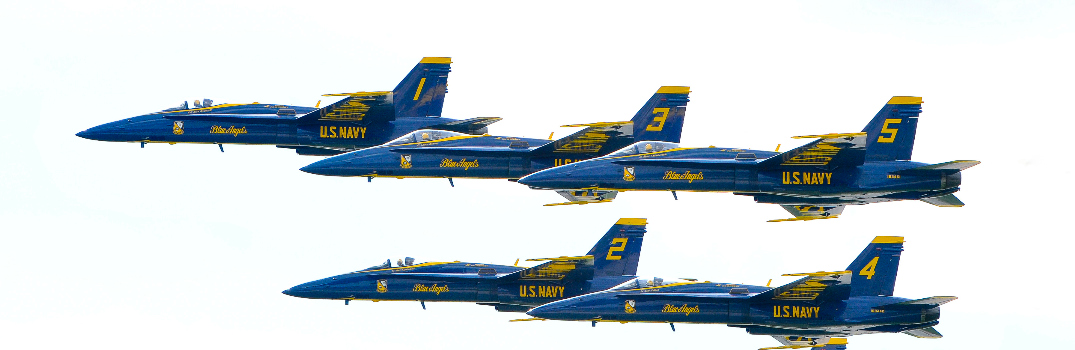 U.S. Navy Flight Demonstration Squadron, the Blue Angels, Delta Pilots fly in formation at Air Power Expo.