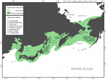 distribution map for spotted seals