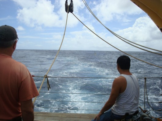 Fishing off the back of the boat