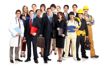 Various occupations - business people, builders, nurses, doctors, architect