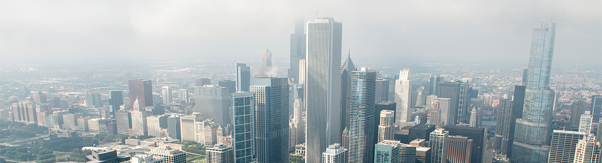 Arial view of Chicago skyline