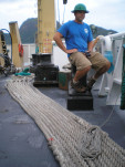 The back deck of the Sette where most trawling operations occur.