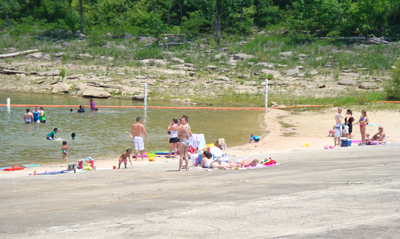 Visitors enjoying a day at one of Center Hill Lake's beaches