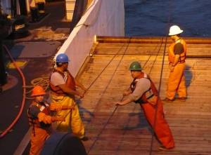 Bringing in the nets requires attention, strength and teamwork.