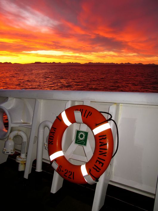 The most striking sunset of our voyage. 