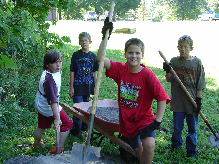 Youth volunteers work on a project at Cheatham Lake