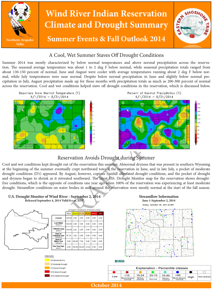 Front page image of the Wind River Indian Reservation Climate and Drought Summary