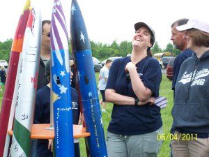 Caught by surprise having a laugh with some volunteers with our high powered rockets.