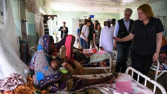 Date: Description: Assistant Secretary Anne C. Richard, right, and Christos Stylianides, European Commissioner for Humanitarian Aid and Crisis Management, visit a children center for malnutrition at a hospital in N'Djamena, Chad. - State Dept Image