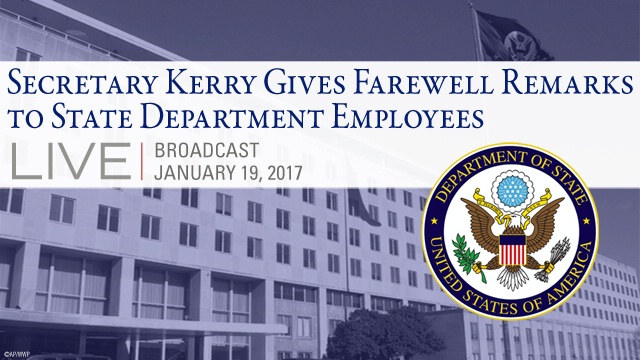 Date: 01/19/2017 Description: Secretary Kerry gives farewell remarks to State Department employees - State Dept Image