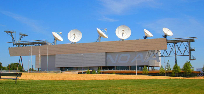 A photo of the NOAA Satellite Operations Facility