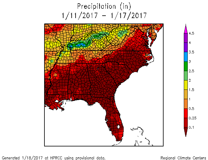 Recent 7 Day Precipitation Map