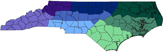 Map of NC Climate Divisions