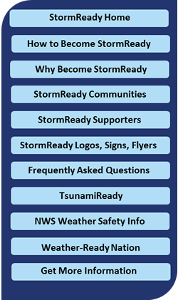 StormReady Navigation bar, hover for links