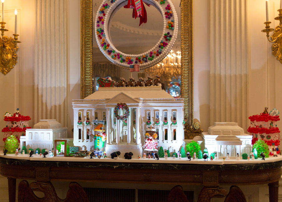 This year's White House Gingerbread House is made of 150 pounds of gingerbread.