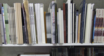 photo of publications on bookshelves