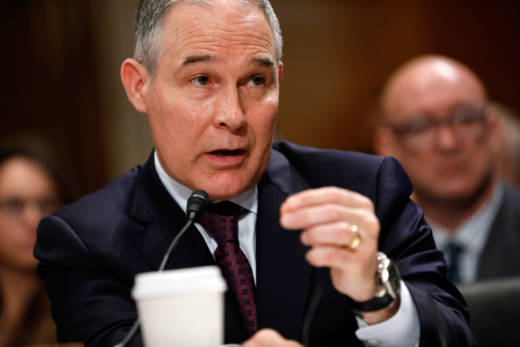 Oklahoma Attorney General Scott Pruitt, President-elect Donald Trump's choice to head the Environmental Protection Agency, testifies during his Senate confirmation hearing on Jan. 18, 2017.