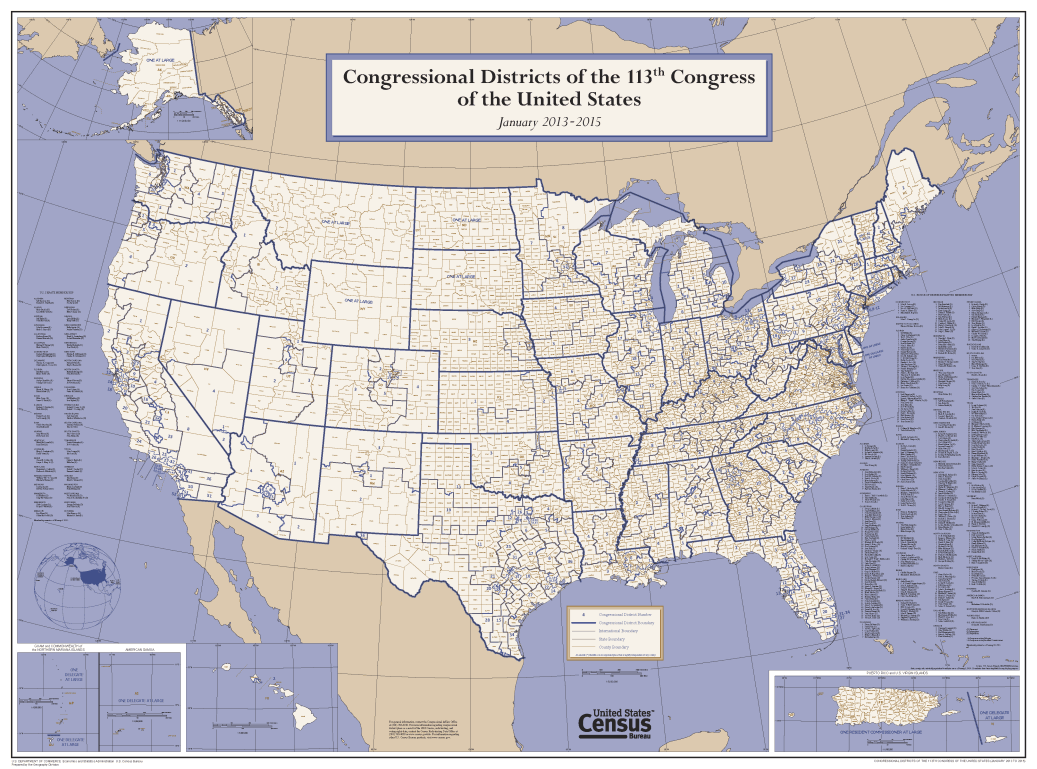 National 113th Congressional District Wall Map