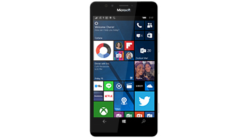 Microsoft Lumia phone with Windows 10 start screen