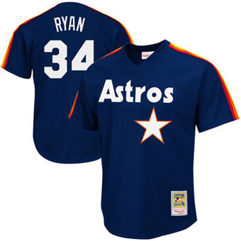 Men's Mitchell & Ness Nolan Ryan Navy Houston Astros 1988 Authentic Cooperstown Collection Mesh Batting Practice Jersey