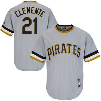 Men's Majestic Roberto Clemente Gray Pittsburgh Pirates Cool Base Cooperstown Collection Player Jersey