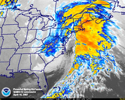 Satellite image of a nor'easter storm