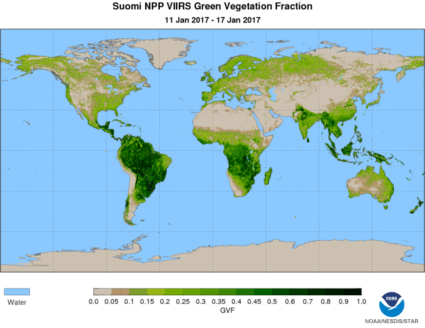 SNPP Vegetation Index - Green Vegetation Fraction (GVF) - 01/17/2017