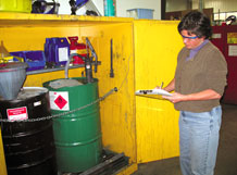 DNR staff member inspecting hazardous waste generator