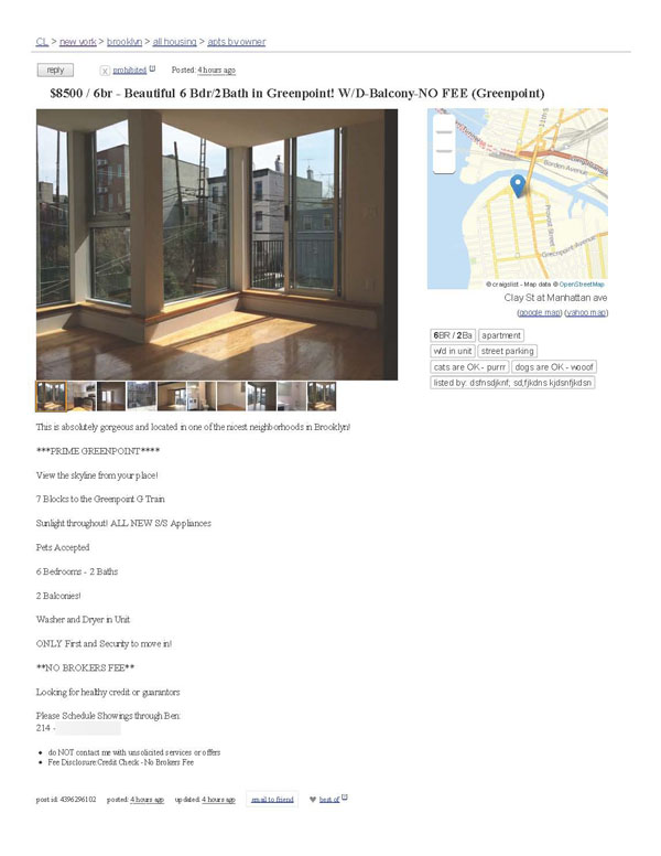 Beautiful 6 Bdr_2Bath in Greenpoint! W_D-Balcony-NO FEE 600