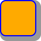 A round-cornered box with a light gray shadow the same shape                     as the box but 20px taller and wider and offset so that the                     top and left edges of the shadow are directly underneath the                     top and left edges of the box.