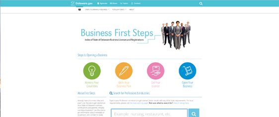 Image of the Business First Steps website