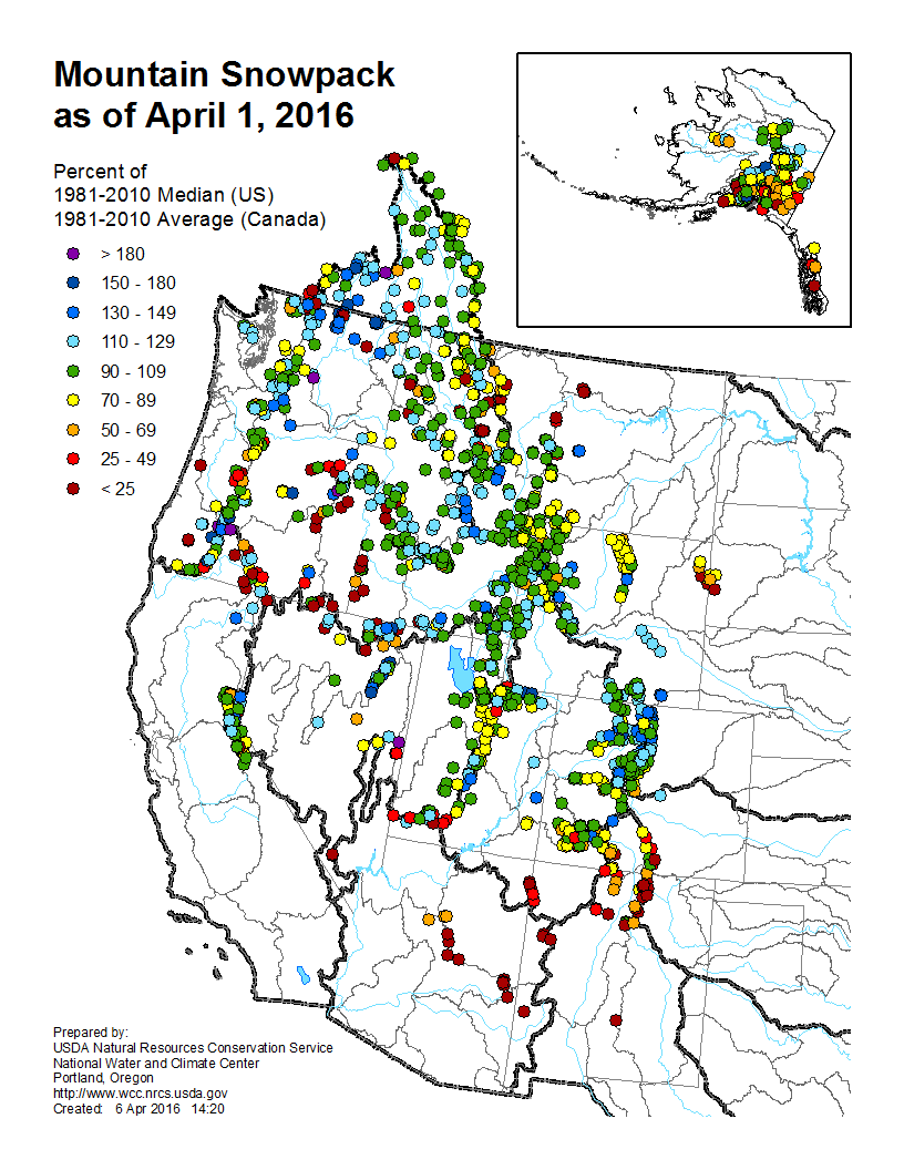 Western US Snowpack 1 April 2016